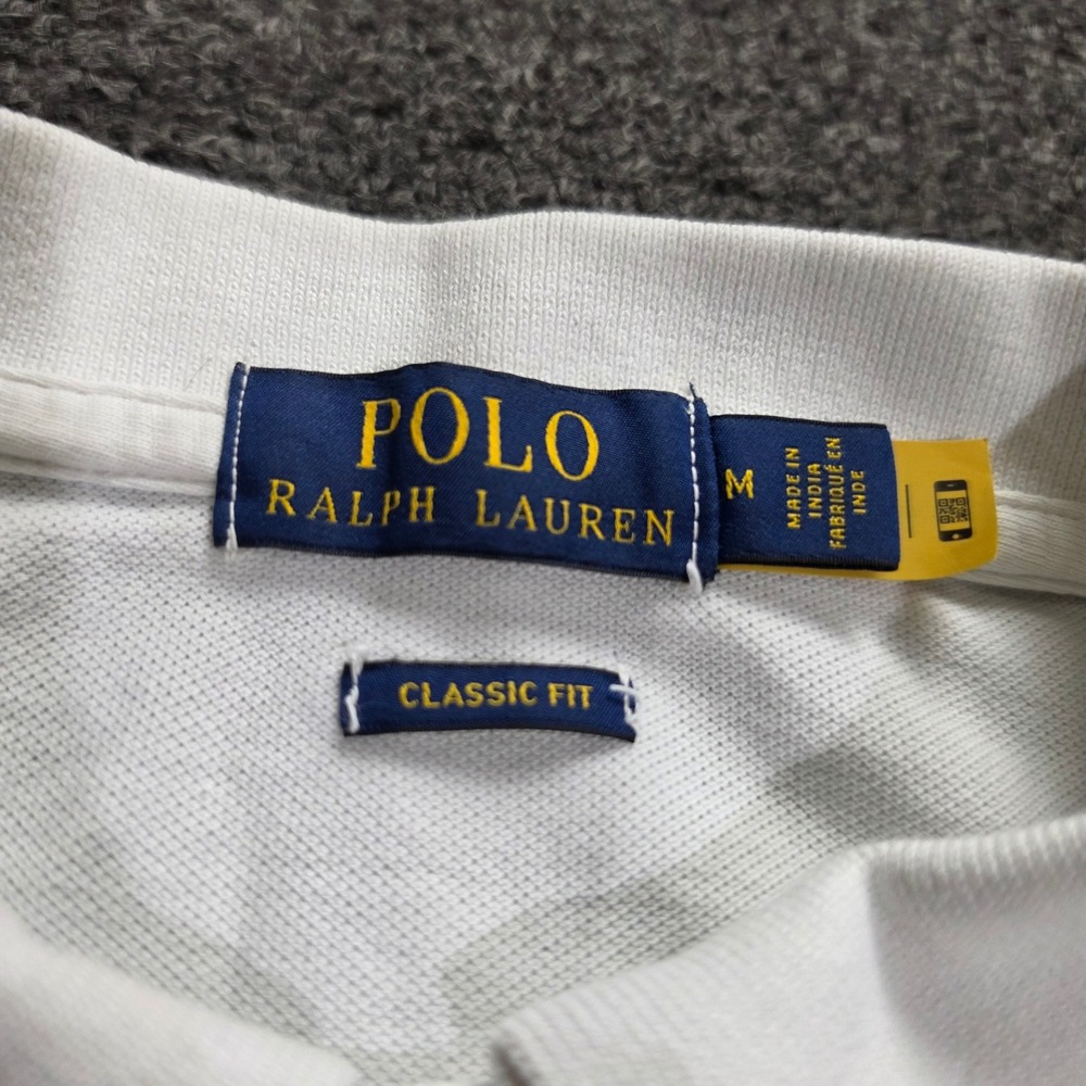 Polo Ralph Lauren Polo Shirt Mens M White Yellow Blue Ombre Dip Dye Classic Fit - Picture 3 of 7